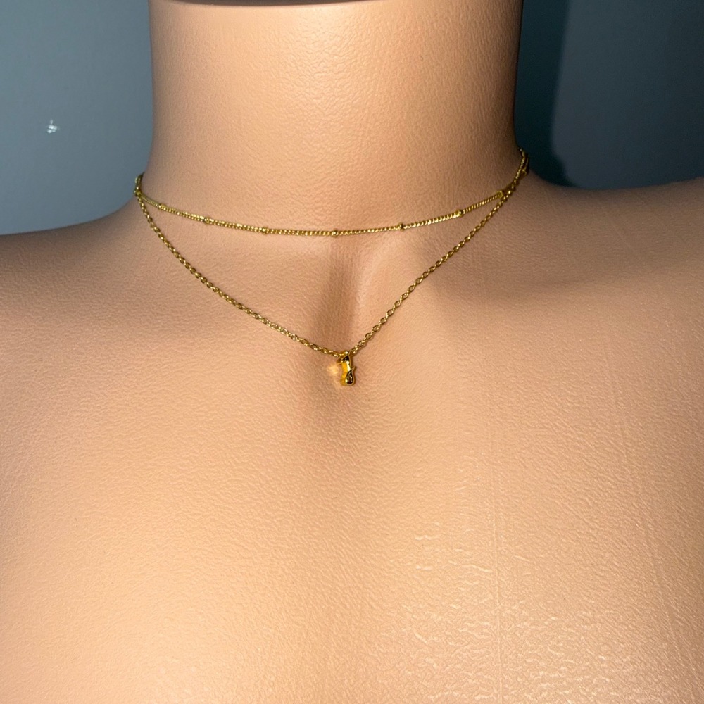 Yoosteel Gold Layered Initial Necklace Set Satellite Choker Letter J Pendant - Picture 5 of 9